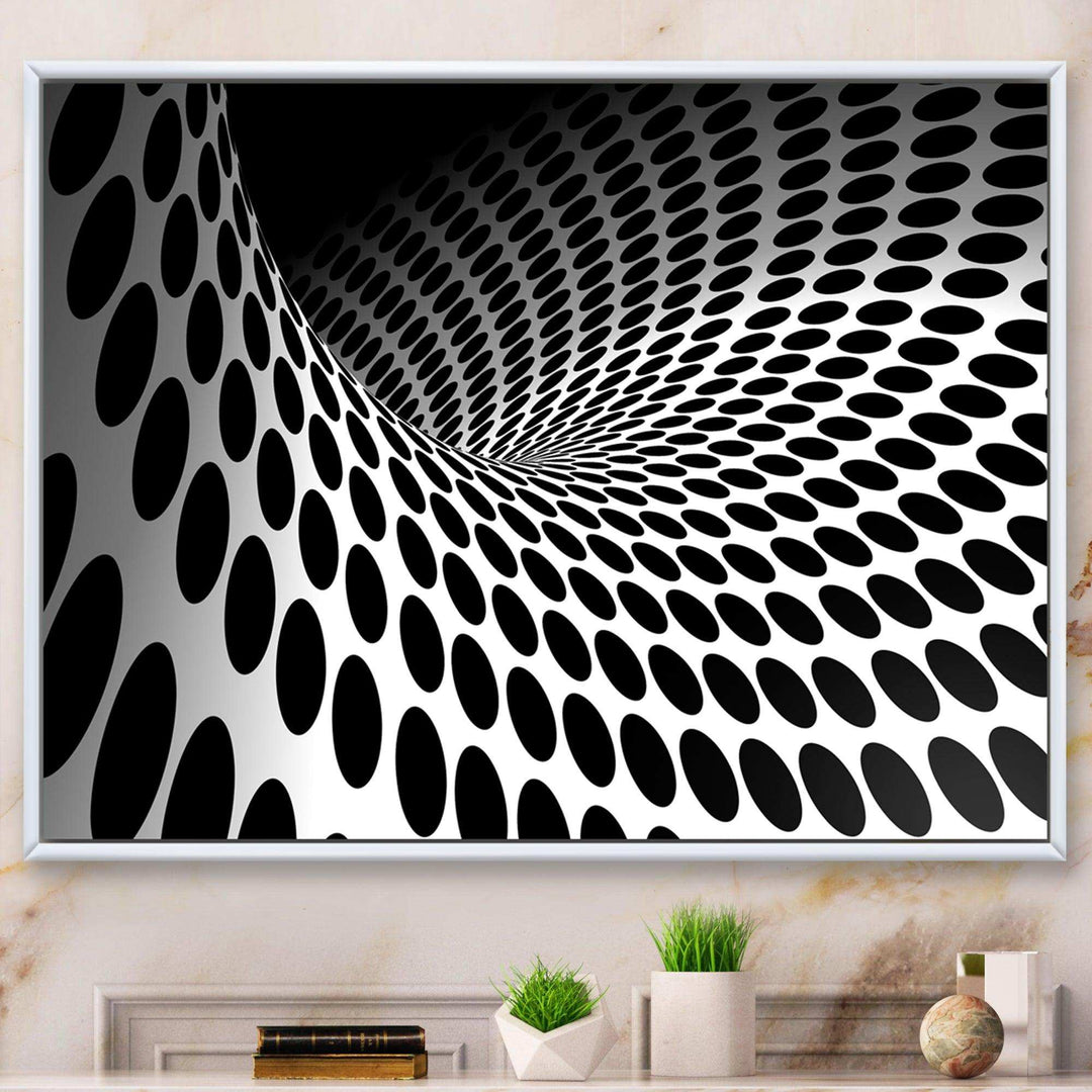 Waves and Circles Black n White - Modern Bedroom Wall Art