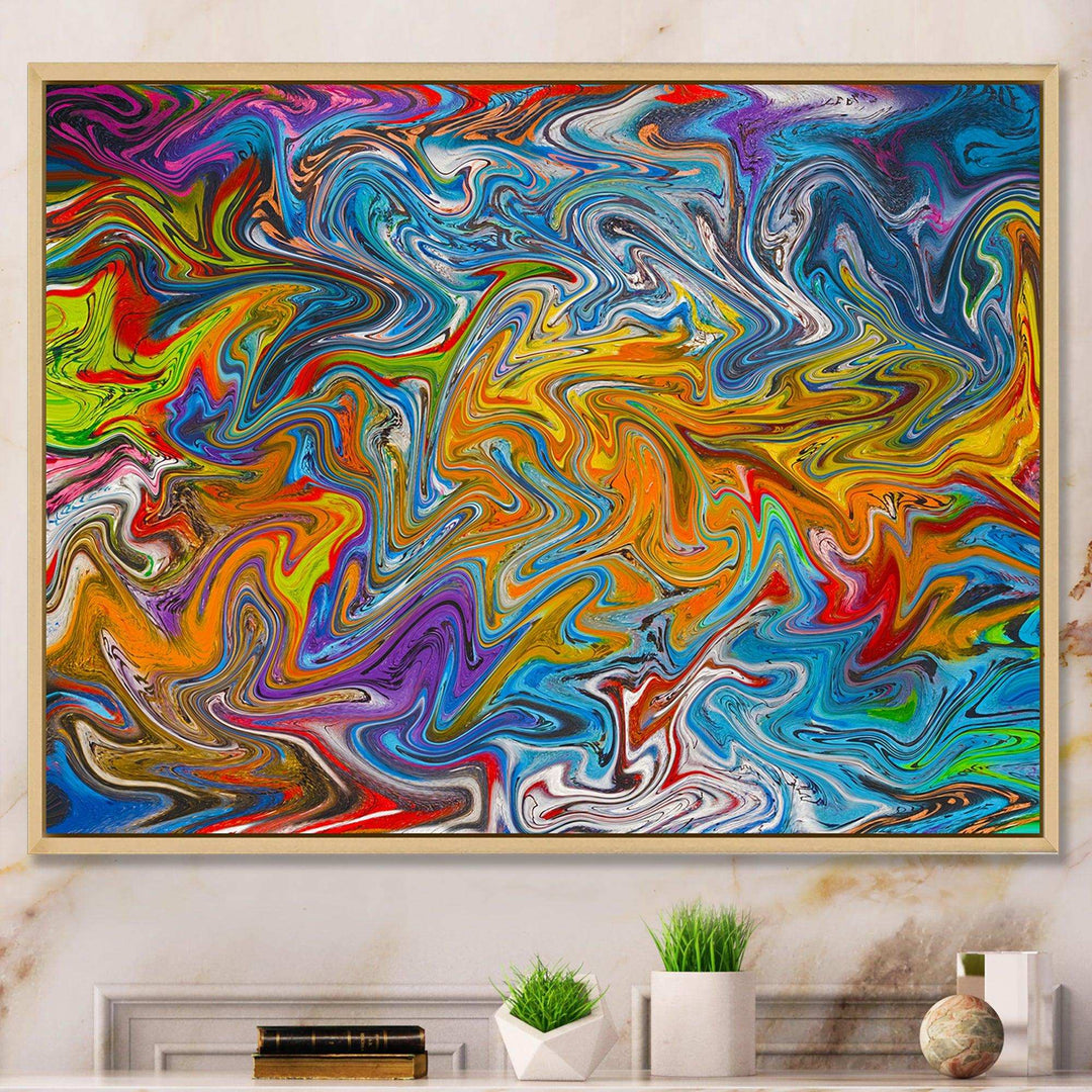 Fractal Flowing Colors - Modern Canvas Wall Art
