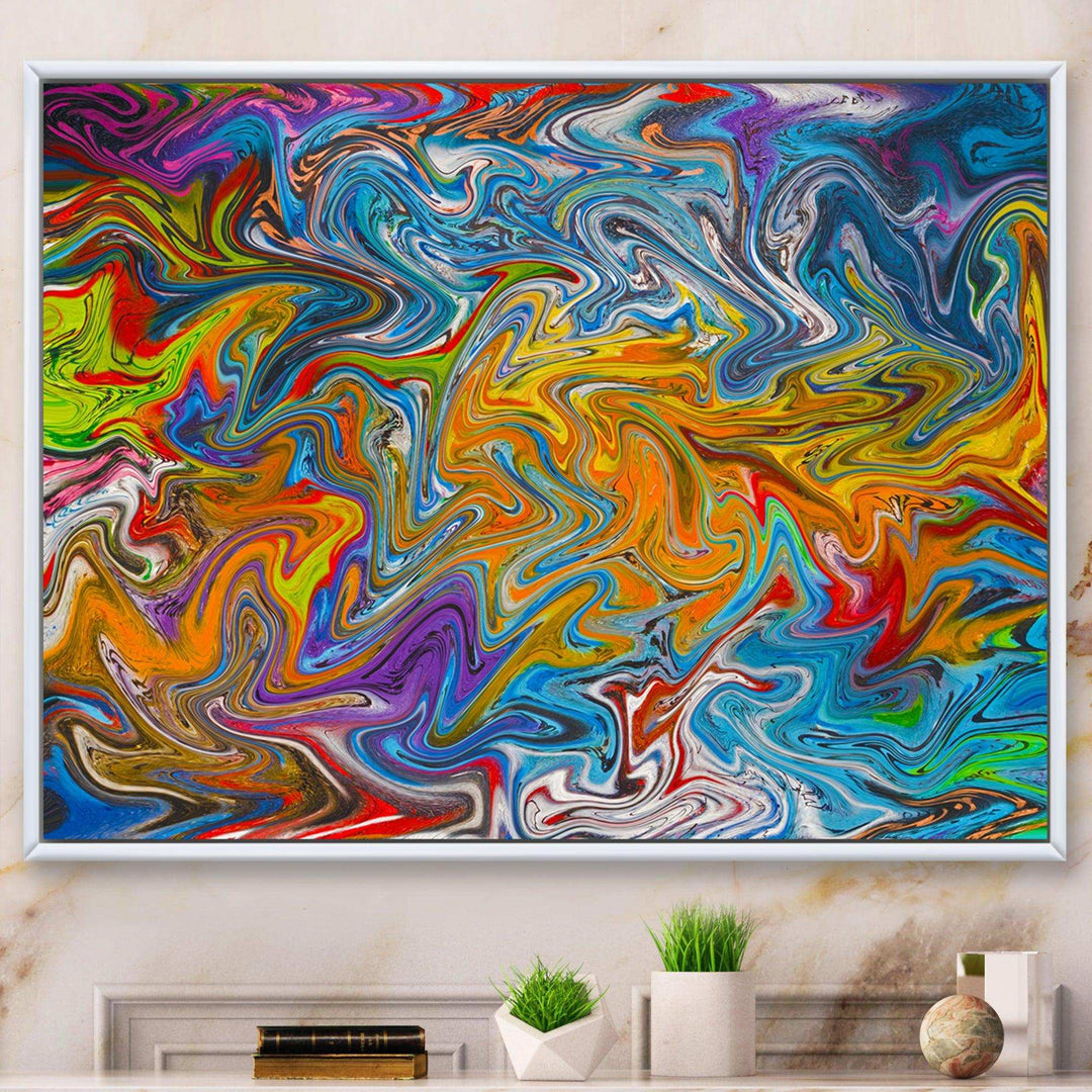 Fractal Flowing Colors - Modern Canvas Wall Art