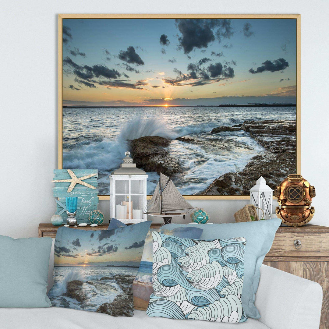 Designart Bright Sydney Sunset Over Sea - Beach Wall Art