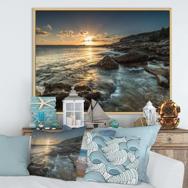 Sydney Beach with Bright Sunset