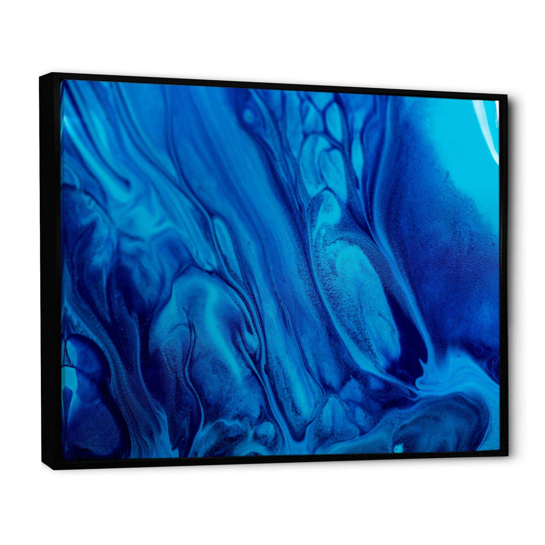 Dark Blue Abstract Acrylic Paint Mix - Modern Canvas Wall Art