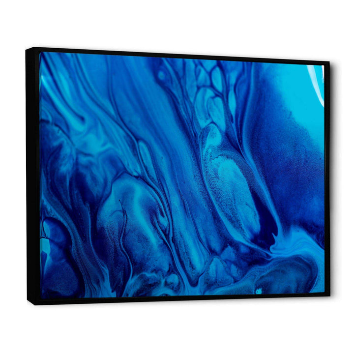 Dark Blue Abstract Acrylic Paint Mix - Modern Canvas Wall Art