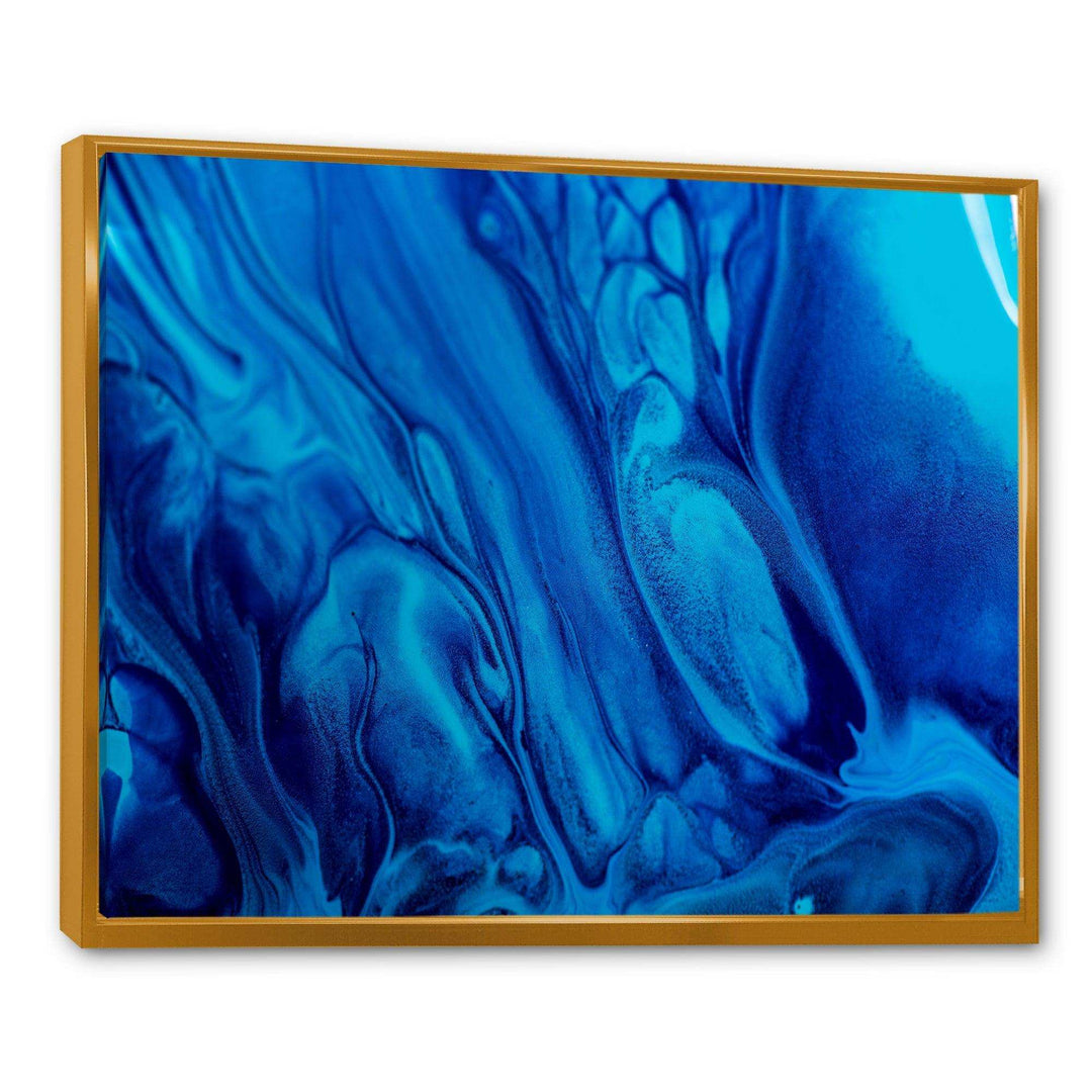 Dark Blue Abstract Acrylic Paint Mix - Modern Canvas Wall Art