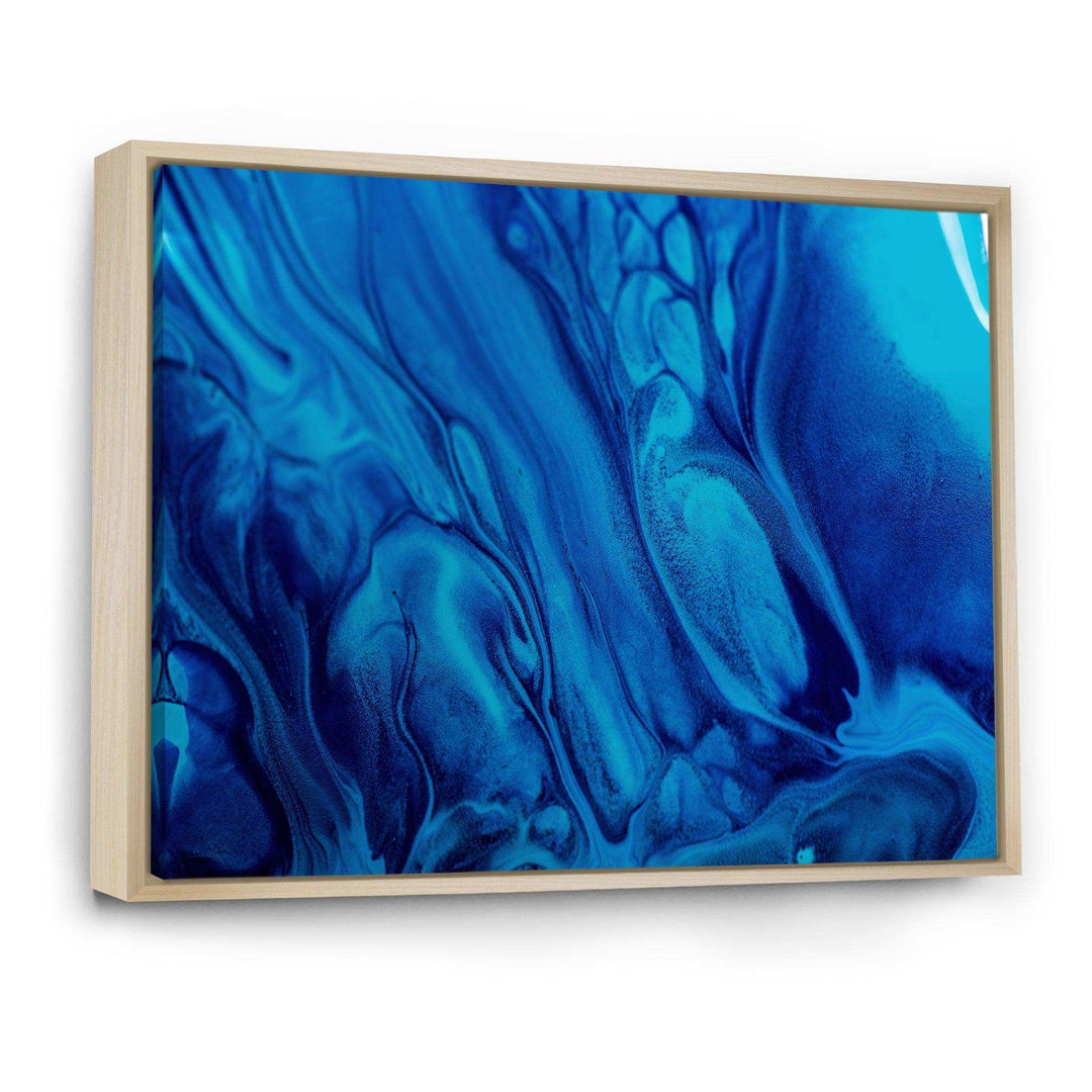 Dark Blue Abstract Acrylic Paint Mix - Modern Canvas Wall Art