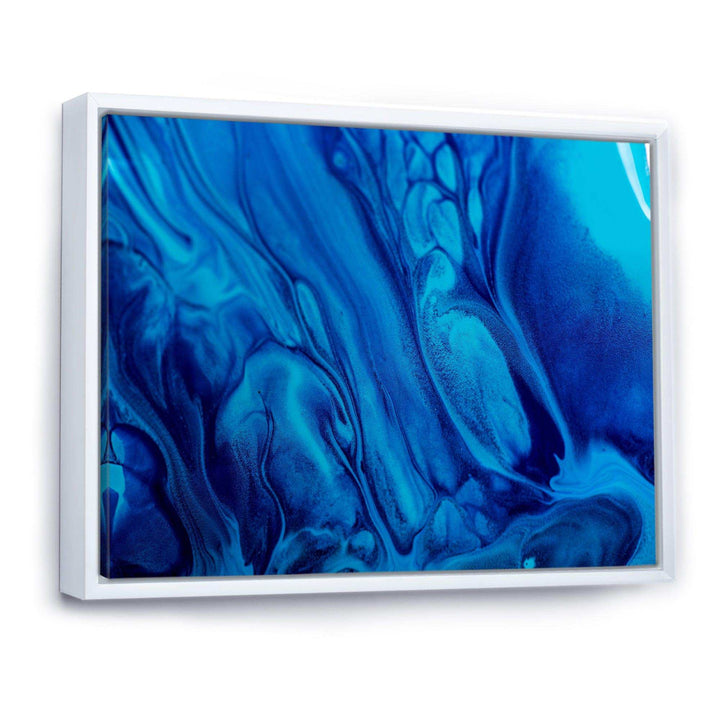 Dark Blue Abstract Acrylic Paint Mix - Modern Canvas Wall Art
