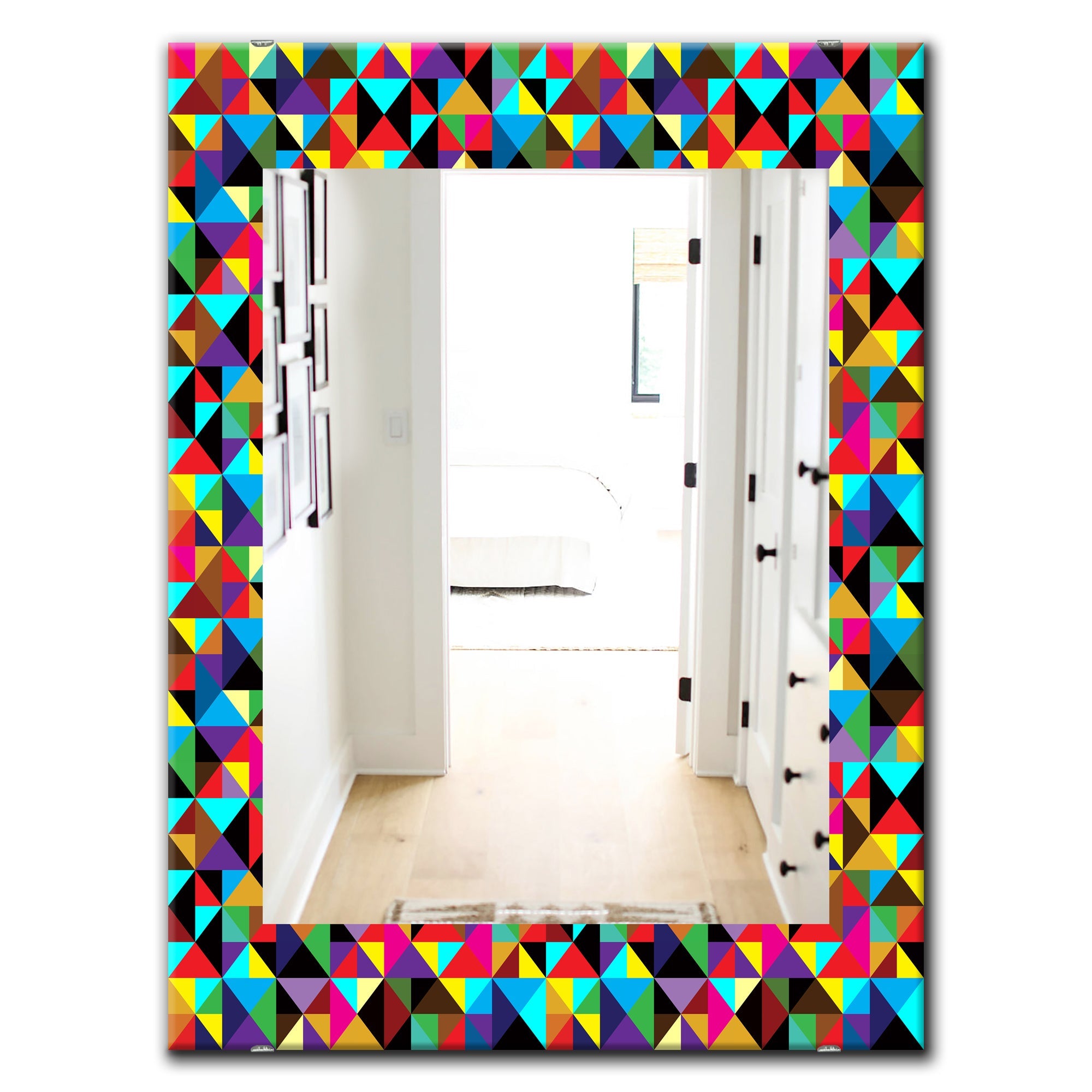 Triangular Colourfields 1' Modern Mirror - Oval or Round Wall Mirror
