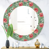 Green Flowers 1' Traditional Mirror - Oval or Round Wall Mirror
