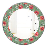 Green Flowers 1' Traditional Mirror - Oval or Round Wall Mirror