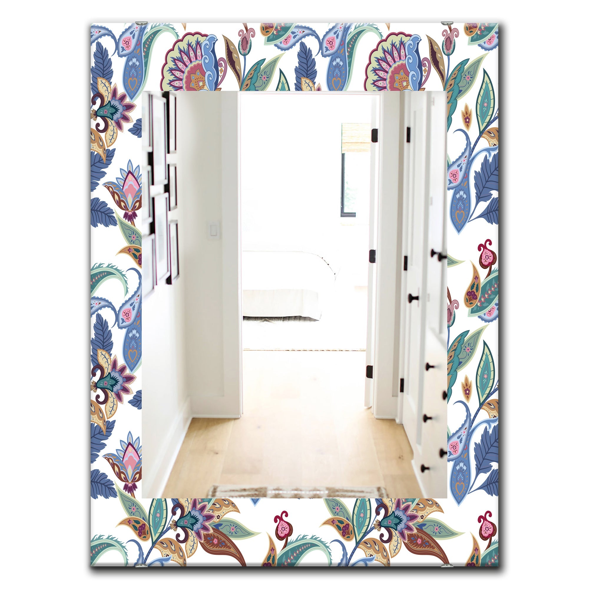 Tropical Mood Blue 1' Bohemian and Eclectic Mirror - Oval or Round Wall Mirror