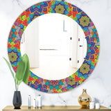 Colored Indian Ornament' Bohemian and Eclectic Mirror - Oval or Round Wall Mirror