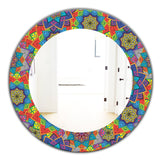 Colored Indian Ornament' Bohemian and Eclectic Mirror - Oval or Round Wall Mirror