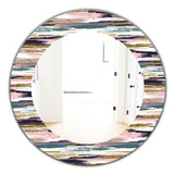 Gold Glitter Textured Brush Strokes and Stripes' Modern Mirror - Oval or Round Wall Mirror