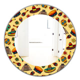 Pattern With Mexican Symbols' Bohemian and Eclectic Mirror - Oval or Round Wall Mirror