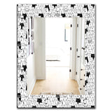 Cats Pattern' Modern Mirror - Oval or Round Wall Mirror