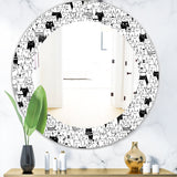 Cats Pattern' Modern Mirror - Oval or Round Wall Mirror
