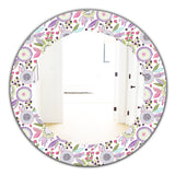 Pink Blossom 9' Modern Mirror - Oval or Round Wall Mirror