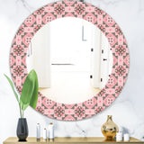 Pink Spheres 3' Bohemian and Eclectic Mirror - Oval or Round Wall Mirror