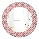 Pink Spheres 3' Bohemian and Eclectic Mirror - Oval or Round Wall Mirror