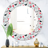 Colorful Floral Pattern II' Modern Mirror - Oval or Round Wall Mirror