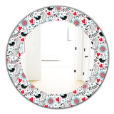 Colorful Floral Pattern II' Modern Mirror - Oval or Round Wall Mirror
