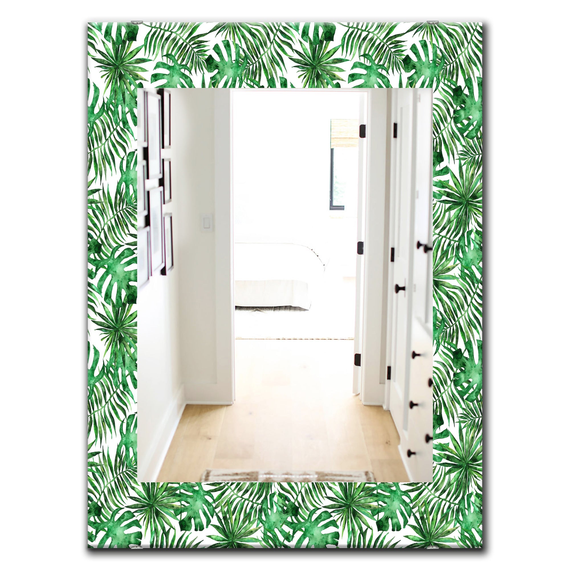 Tropical Mood Foliage 8' Bohemian and Eclectic Mirror - Oval or Round Wall Mirror