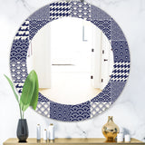 Japanese Ocean Wave Pattern' Traditional Mirror - Oval or Round Wall Mirror