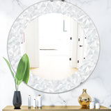 Abstract White Geometric Pattern' Mid-Century Mirror - Oval or Round Wall Mirror
