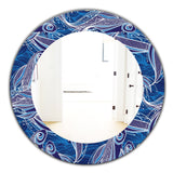 Blue Pattern With Fantastic Fishes' Traditional Mirror - Oval or Round Wall Mirror