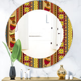 African Drum Beckground' Bohemian and Eclectic Mirror - Oval or Round Wall Mirror