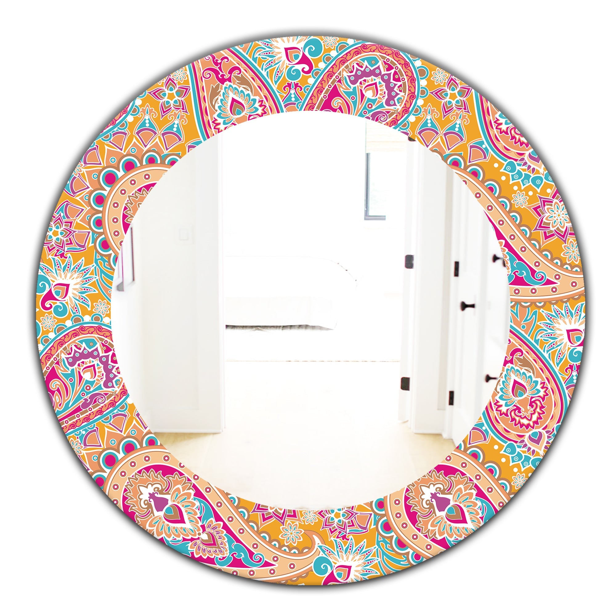 Feathers 18' Bohemian and Eclectic Mirror - Oval or Round Wall Mirror