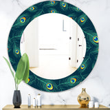 Pattern Of Peacock Feathers' Modern Mirror - Oval or Round Wall Mirror