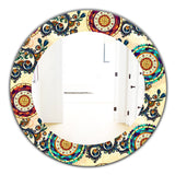 Floral Paisley Ethnic' Bohemian and Eclectic Mirror - Oval or Round Wall Mirror