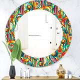 Tribal Doddle Ethnic Pattern Mosaic Elements' Modern Mirror - Oval or Round Wall Mirror