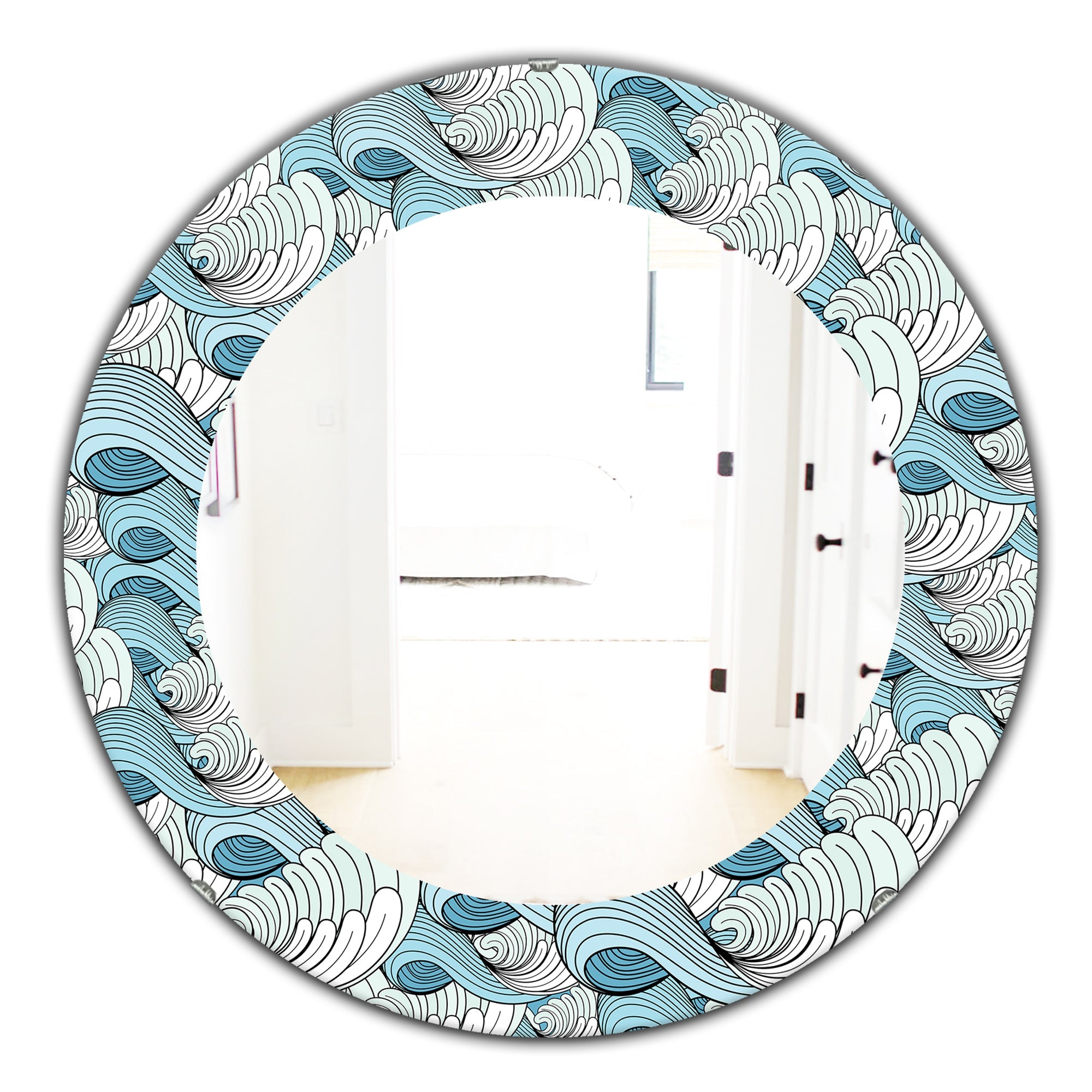 Great Wave Inspiration' Traditional Mirror - Oval or Round Wall Mirror