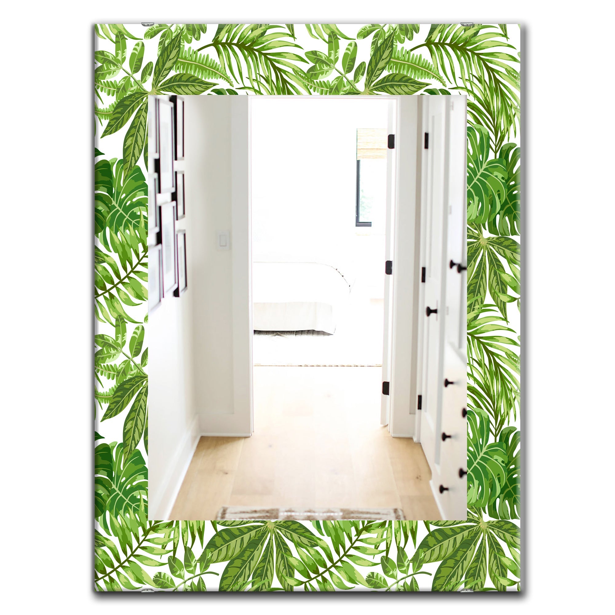 Tropical Mood Foliage 19' Bohemian and Eclectic Mirror - Oval or Round Wall Mirror