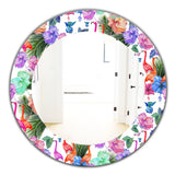 Flamingo 2' Bohemian and Eclectic Mirror - Oval or Round Wall Mirror