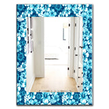 Indigo HawaII Flowers Pattern' Bohemian and Eclectic Mirror - Oval or Round Wall Mirror
