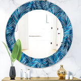 Tropical Palm Leaves' Bohemian and Eclectic Mirror - Oval or Round Wall Mirror