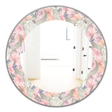 Pink Blossom 25' Bohemian and Eclectic Mirror - Oval or Round Wall Mirror