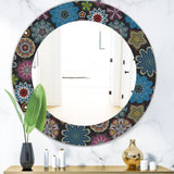 Ornate Floral Texture' Bohemian and Eclectic Mirror - Oval or Round Wall Mirror