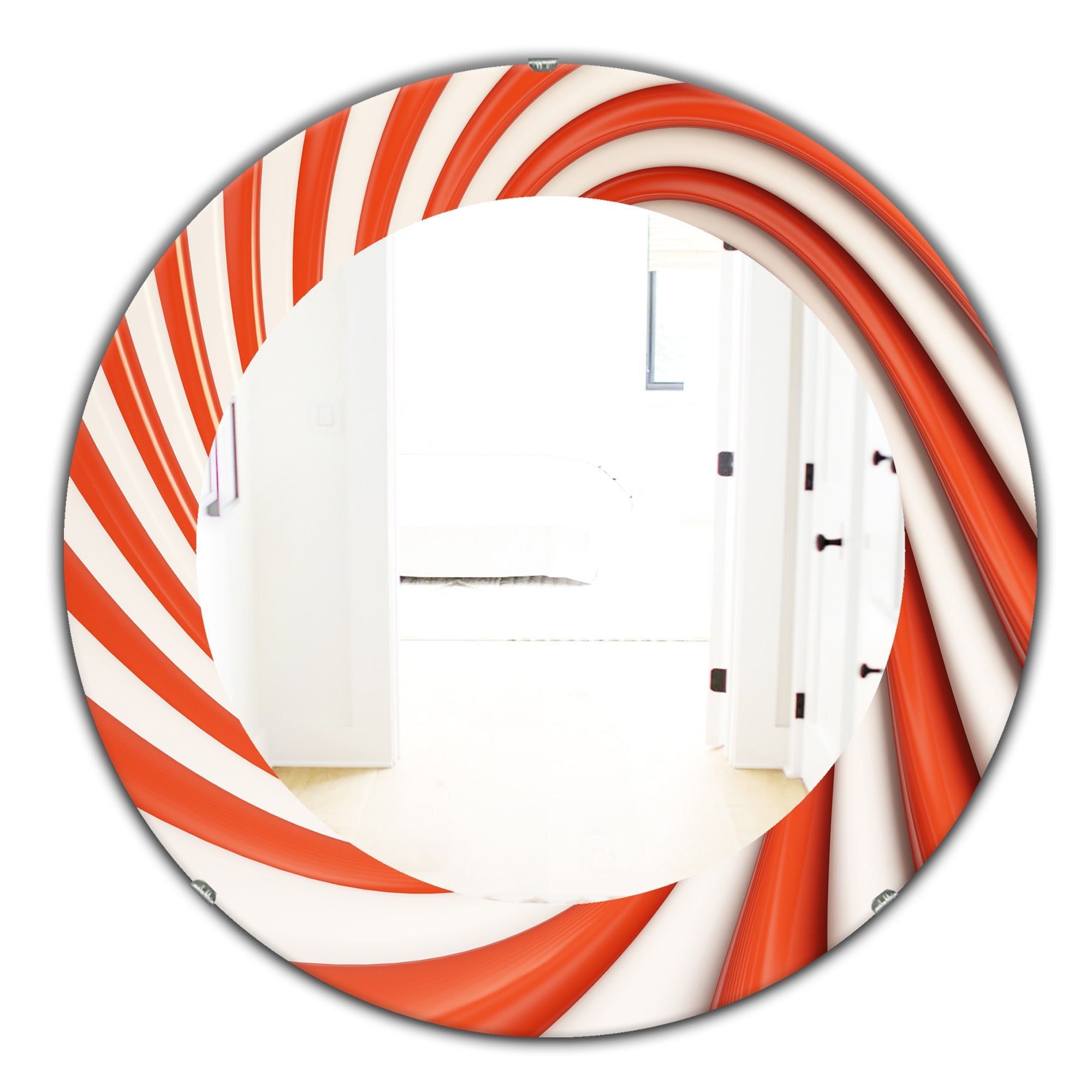 Orange Spiral' Modern Mirror - Oval or Round Wall Mirror