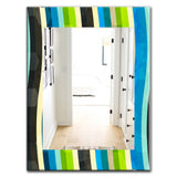 Blue, Yellow, Blue, Green and Black Colored Curves' Modern Mirror - Oval or Round Wall Mirror