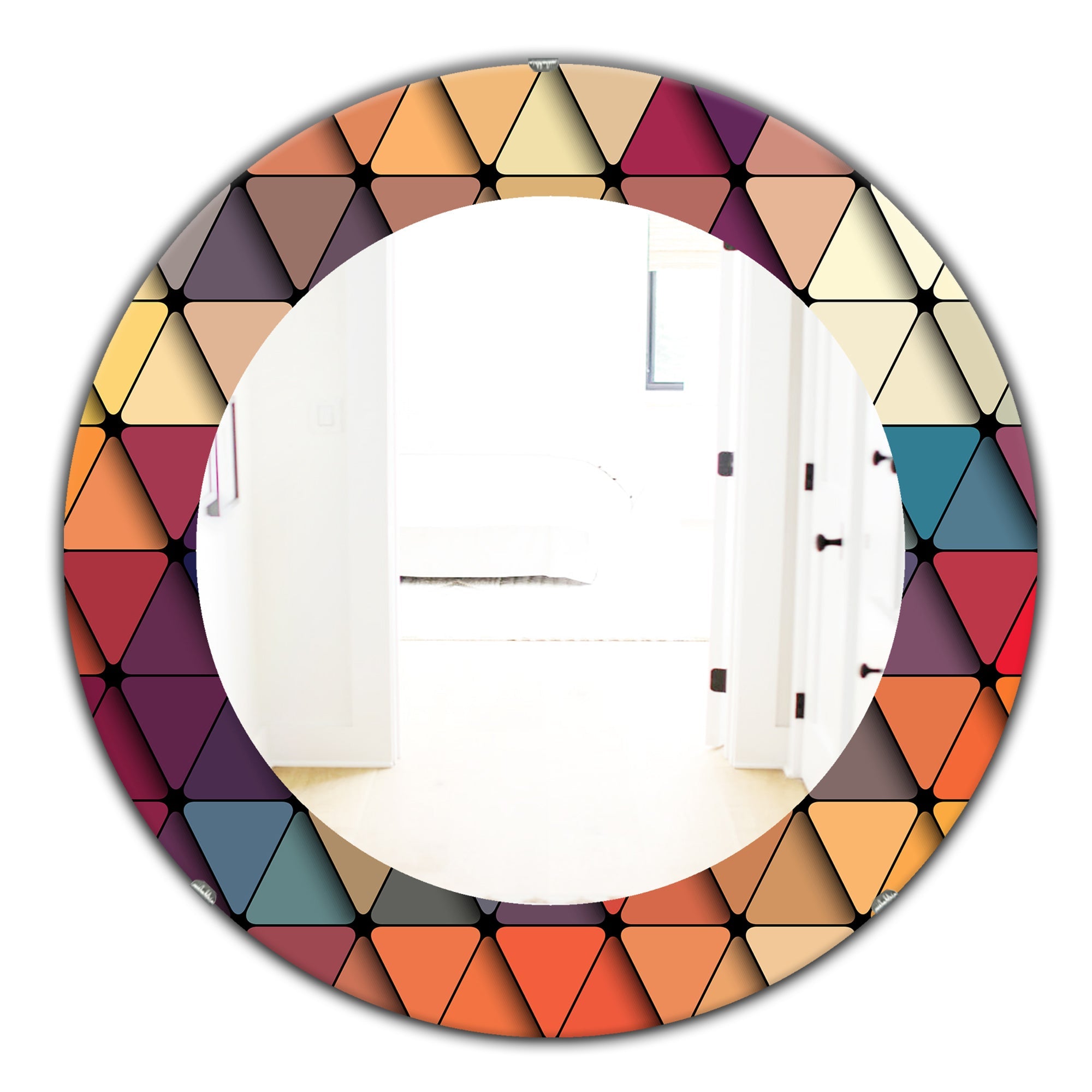 Triangular Colourfields 22' Modern Mirror - Oval or Round Wall Mirror