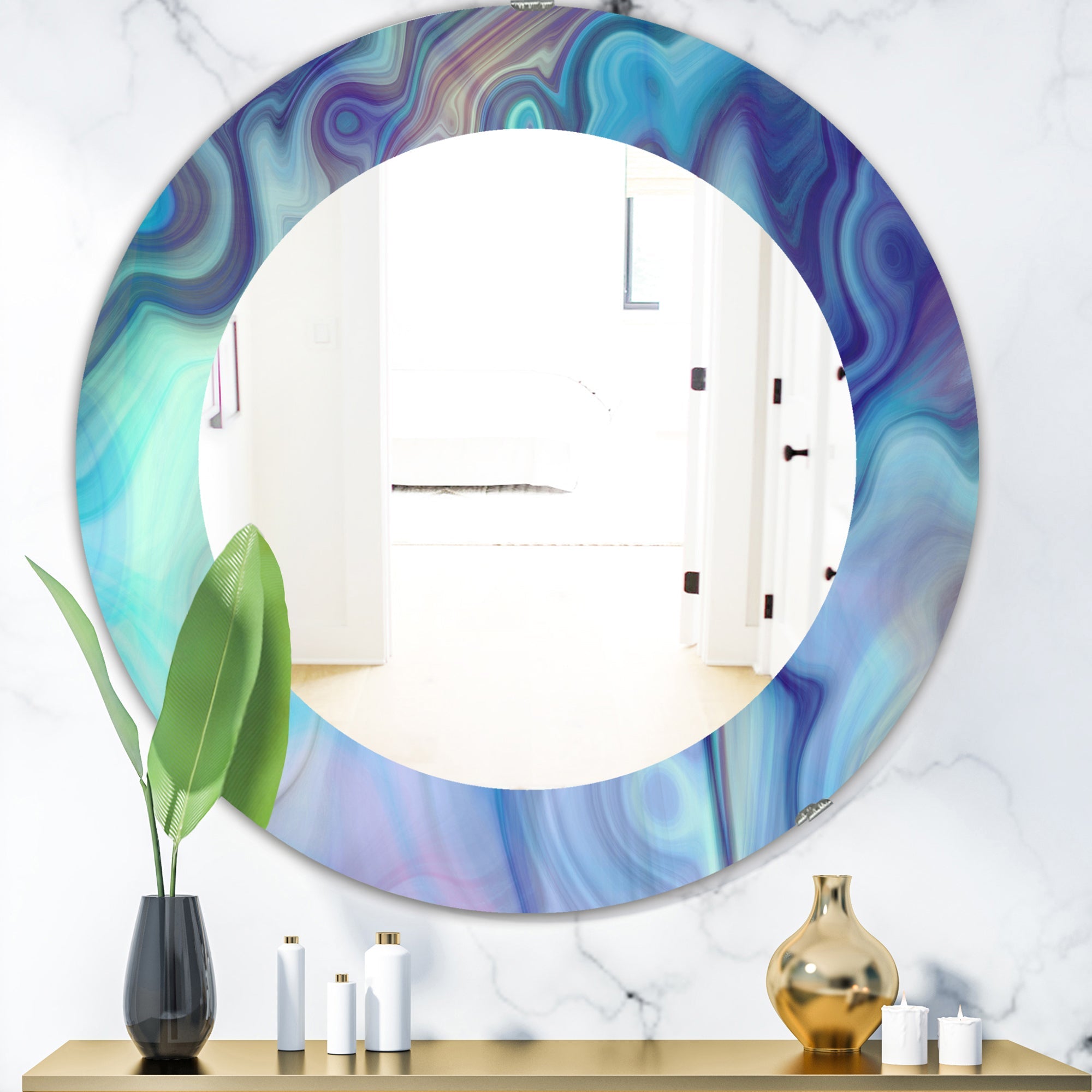 Marbled Geode 8' Modern Mirror - Oval or Round Wall Mirror