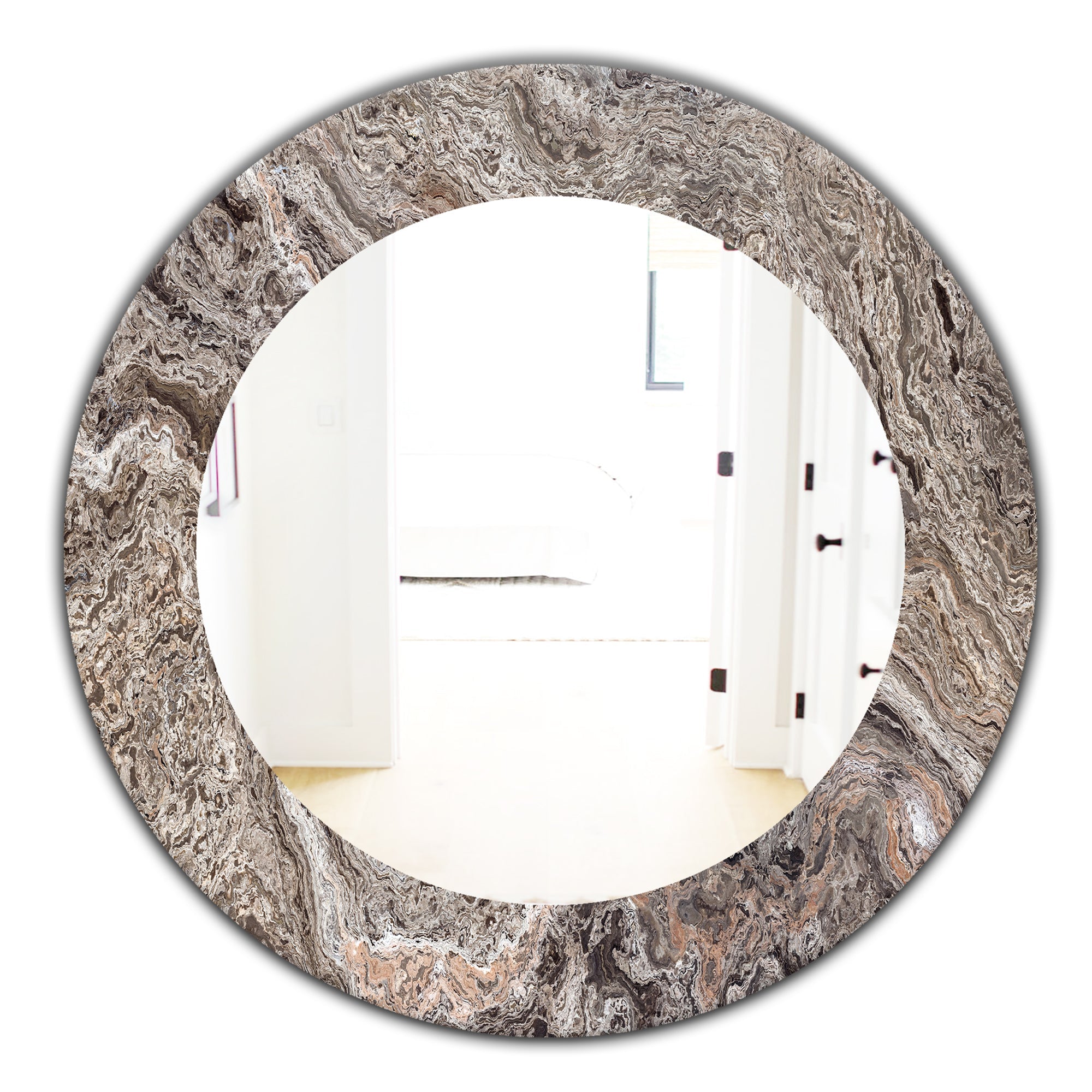 Onyx Travertine Tile' Mid-Century Mirror - Oval or Round Wall Mirror
