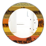 African Wildlife' Bohemian and Eclectic Mirror - Oval or Round Wall Mirror