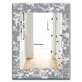 Grey Pixelation' Mid-Century Mirror - Oval or Round Wall Mirror