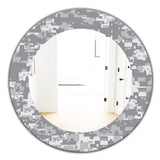 Grey Pixelation' Mid-Century Mirror - Oval or Round Wall Mirror