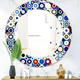 Retro Stars and Dots In Disco Style' Bohemian and Eclectic Mirror - Oval or Round Wall Mirror